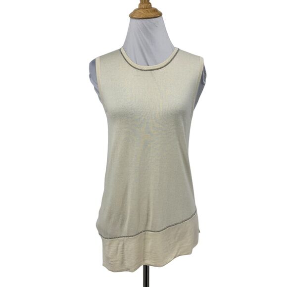 Neiman Marcus Tank Top Womens S Small Beige Cashmere Wool Blend Asymmetric Hem - Picture 1 of 11